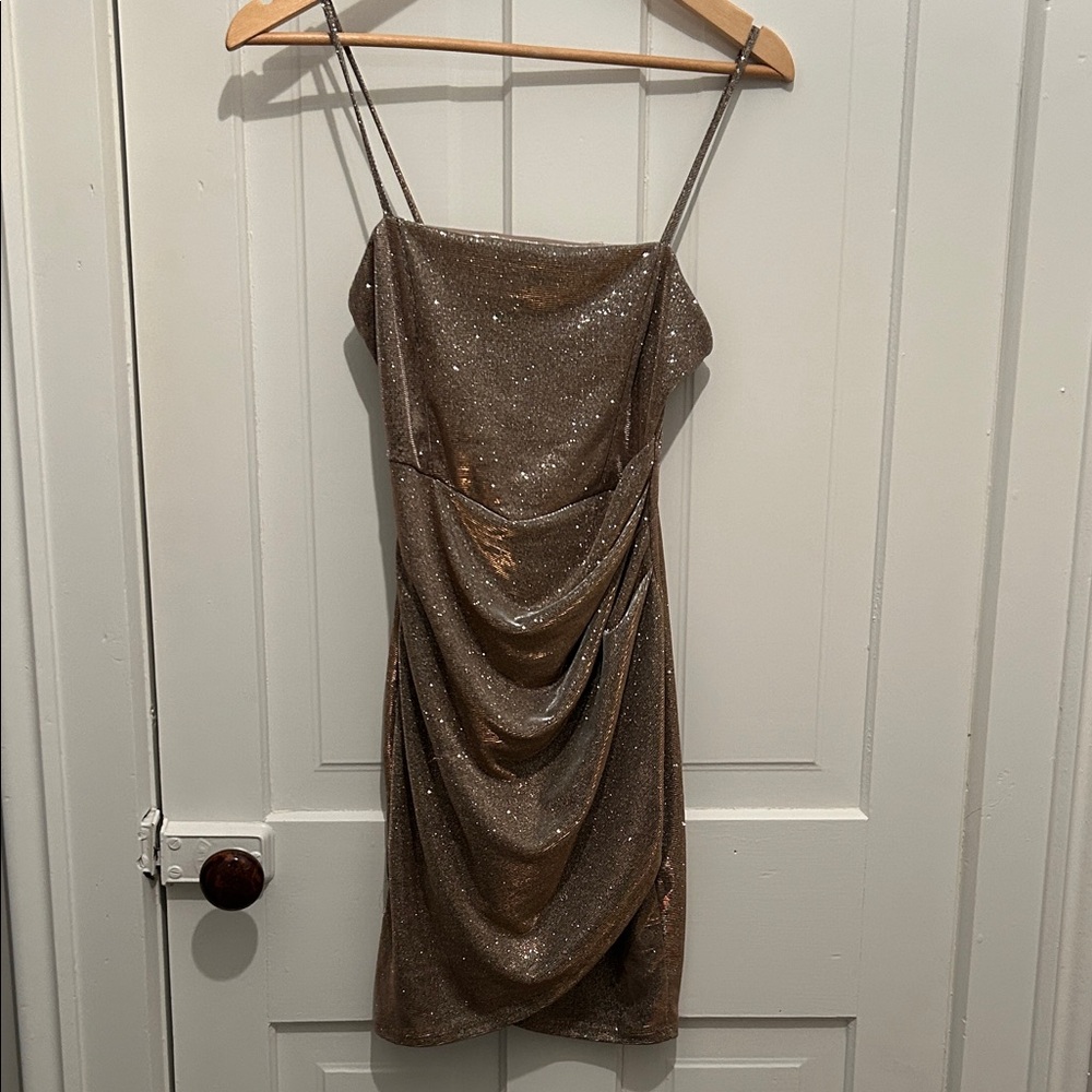 Windsor Bronze Glitter Mini Dress